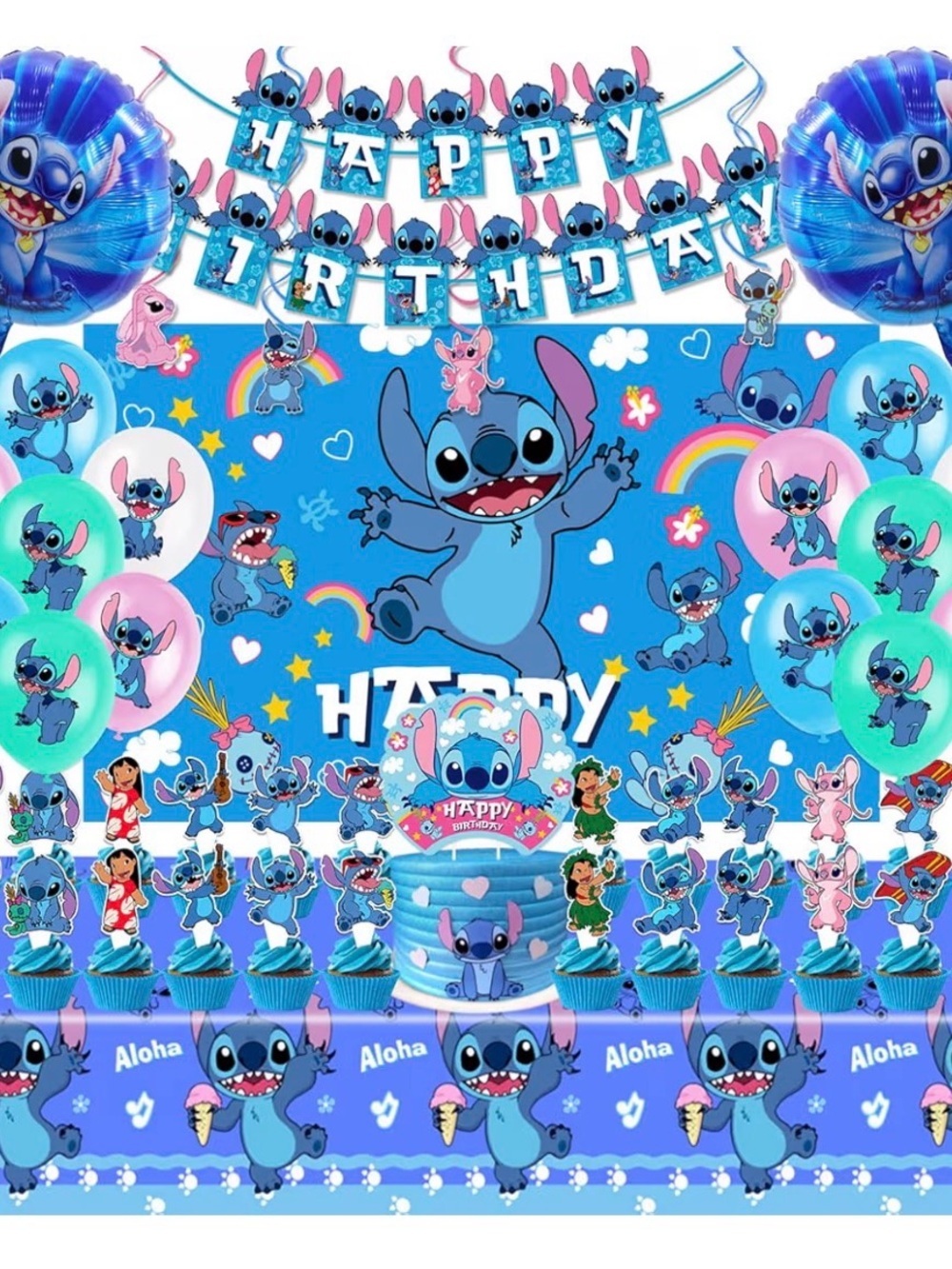 Stitch Party Supplies, Birthday Party Decorations Set 103 pieces 011